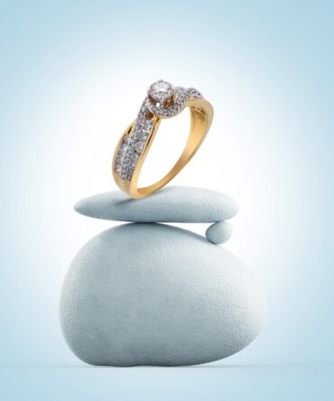 Pink serum with blue stone on white background 3D Render