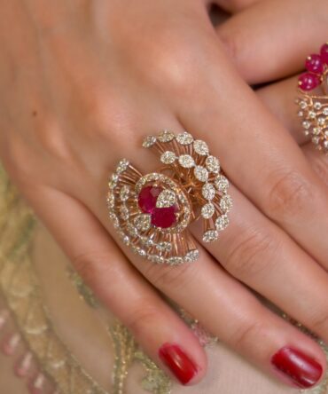 Samriddhi-Crimson Sunburst Crystal Ring