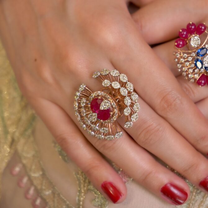 Samriddhi-Crimson Sunburst Crystal Ring