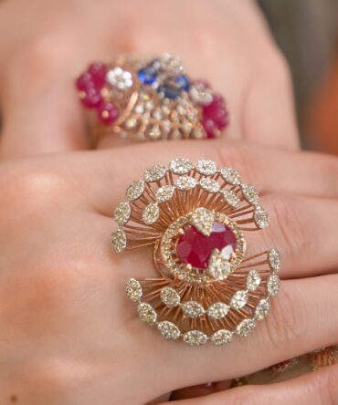 Samriddhi-Crimson Sunburst Crystal Ring
