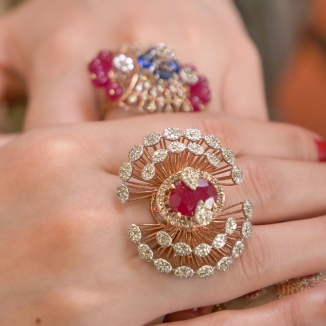 Samriddhi-Crimson Sunburst Crystal Ring
