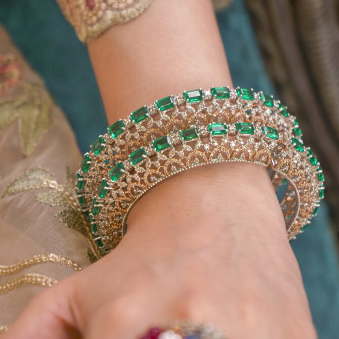 Samriddhi-Emerald Elegance Bangle Set