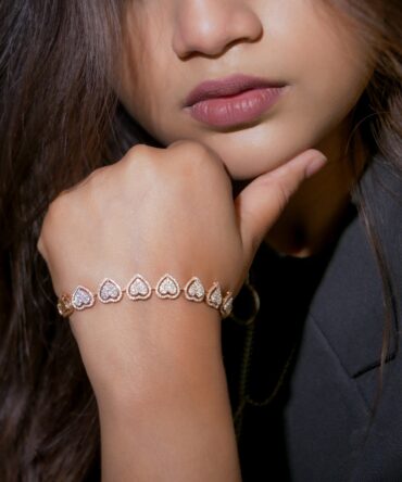 Samriddhi-Rose Gold Blush Crystal Halo Bracelet 2