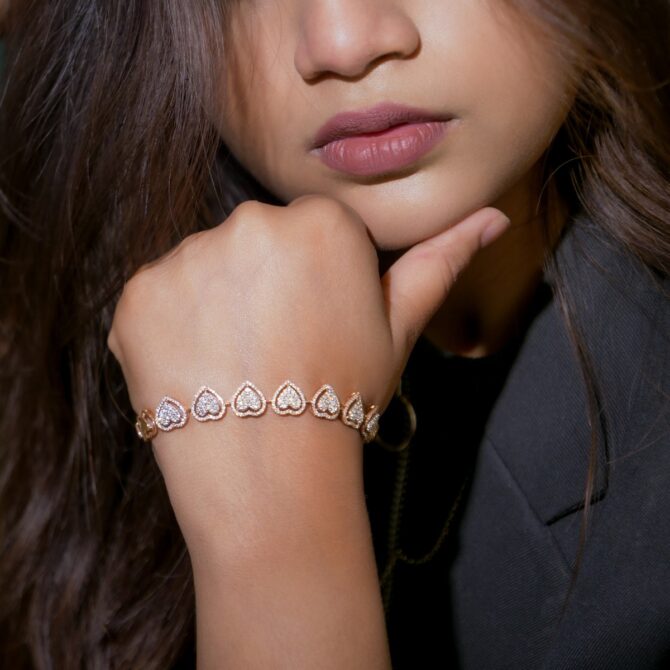 Samriddhi-Rose Gold Blush Crystal Halo Bracelet 2